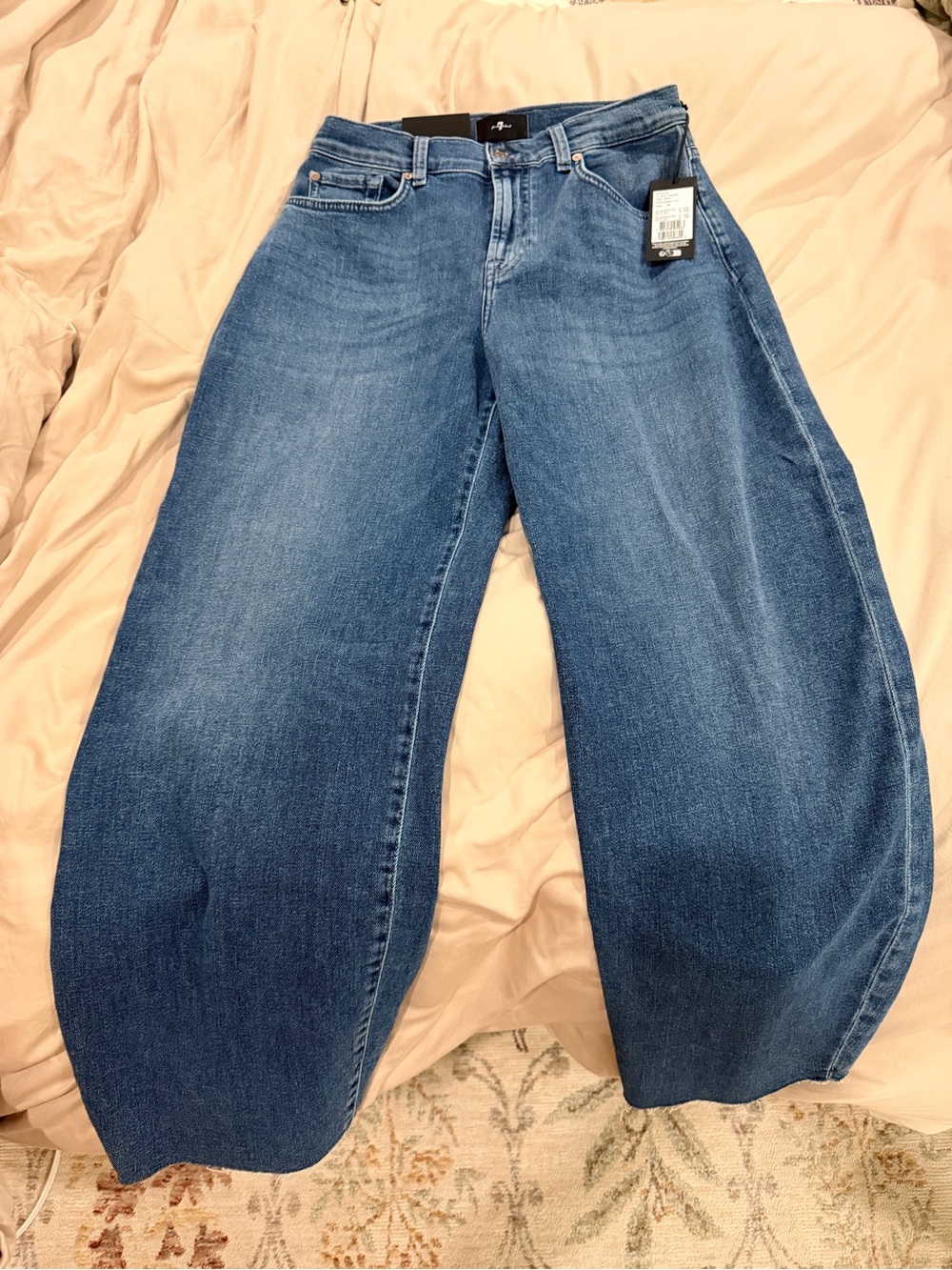 7 For All Mankind Wide-Leg Jeans in Medium Blue Wash